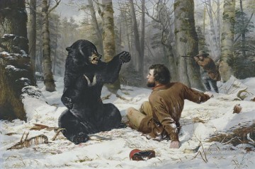 oso y cazadores Pinturas al óleo